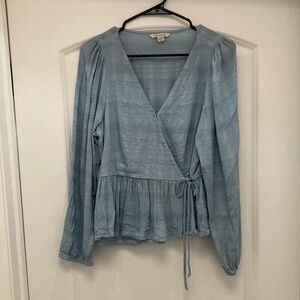AEO Blue Wrap Top